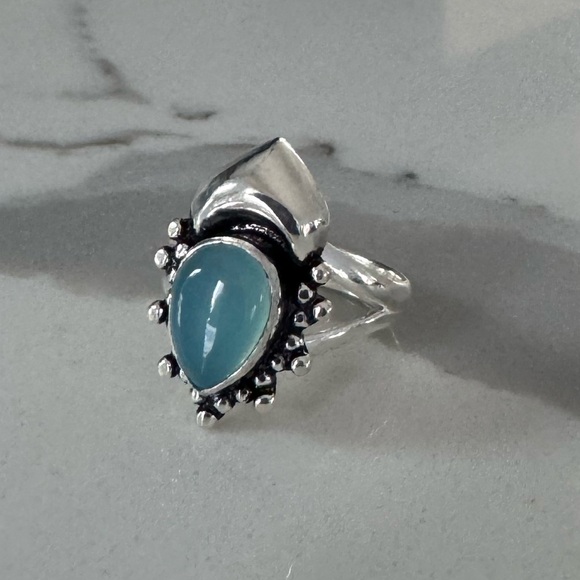 NWOT Sundance Falconer Ring Blue Chalcedony Sterling Silver
